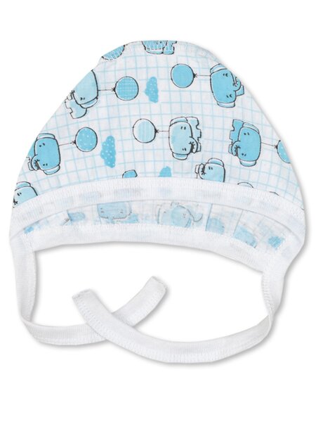 Чепчик Новорождённым Takro Белый; Голубой Слоники (фото 1)