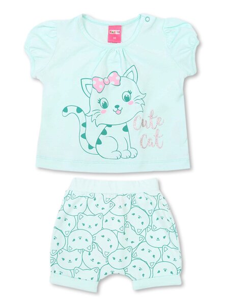Комплект Новорождённым Bonito Мятный Кошка (фото 1)