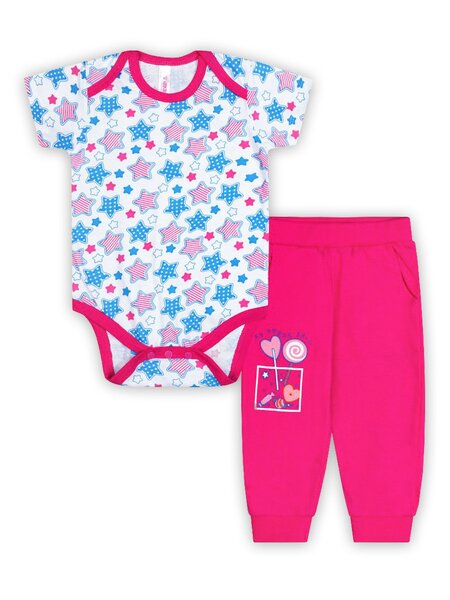 Комплект Новорождённым Takro Белый; Малиновый Звёзды (фото 1)