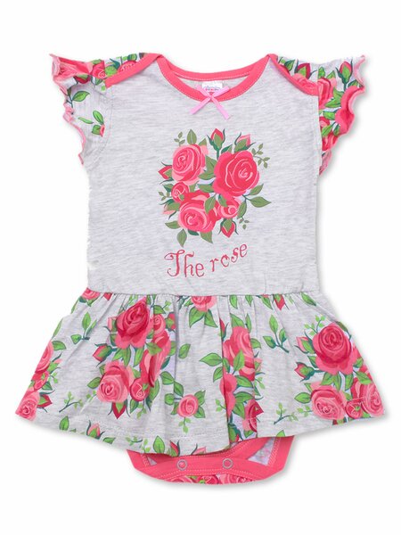 Платье-боди Новорождённым Bonito Серый меланж Цветы (фото 1)