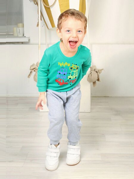 Комплект Новорождённым Россия Мятный; Серый меланж Транспорт (фото 1)