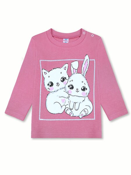 Лонгслив Девочкам Bonito Розовый тёмный Зверята (фото 1)