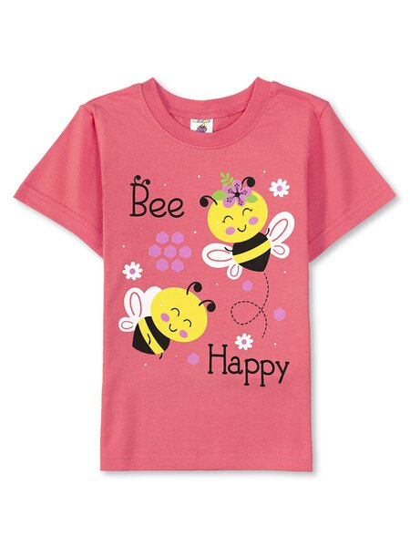Футболка Девочкам Весёлый супер-слонёнок Персиковый Пчёлки (фото 1)