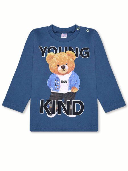 Лонгслив Мальчикам Bonito Серо-синий Мишка (фото 1)
