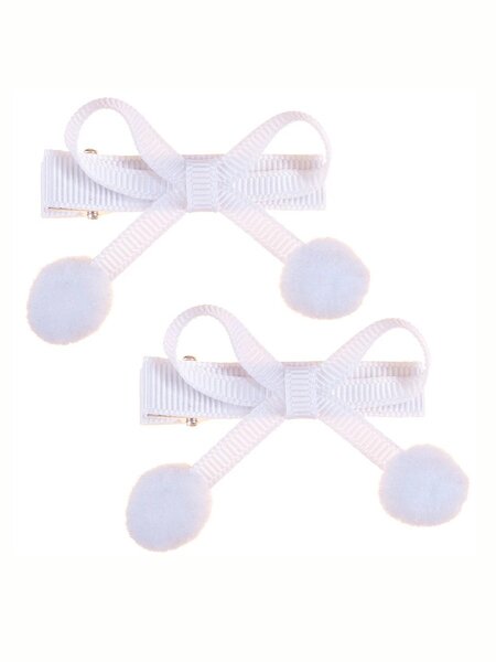 Зажим для волос, 2 шт Девочкам Baby`s joy Белый Бантик (фото 1)