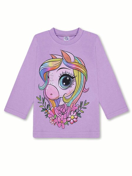 Лонгслив Девочкам Bonito Сиреневый Пони (фото 1)
