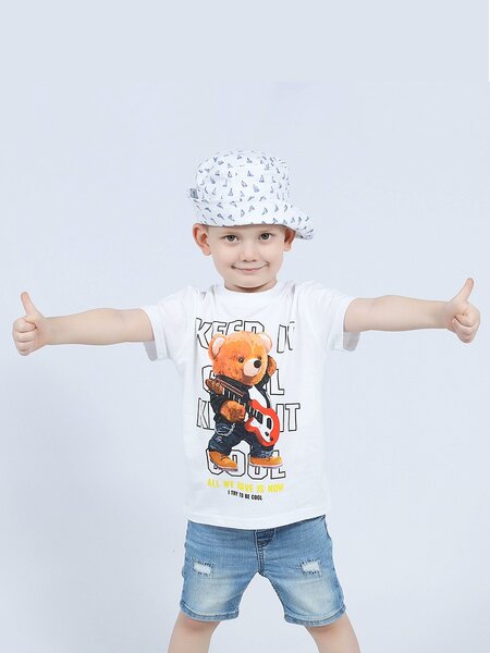 Футболка Мальчикам Bonito Белый Мишка (фото 1)