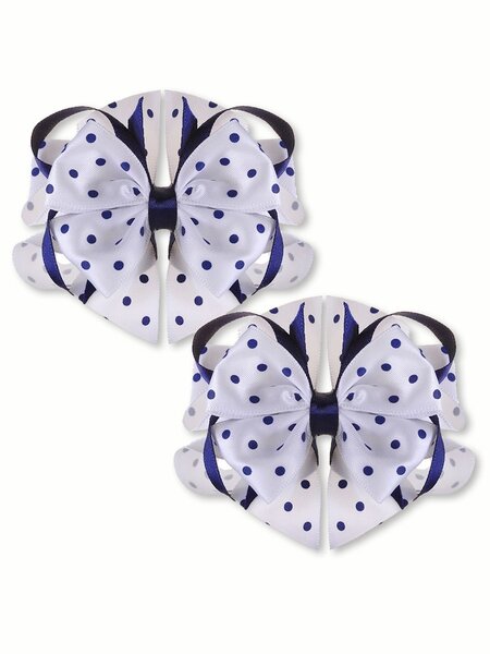 Бантик на резинке, 2 шт Девочкам Baby`s joy Белый; Чернильный Горох (фото 1)