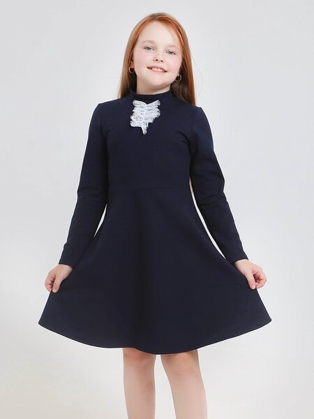 Платье Девочкам Kip Чернильный Без рисунка (фото 1)