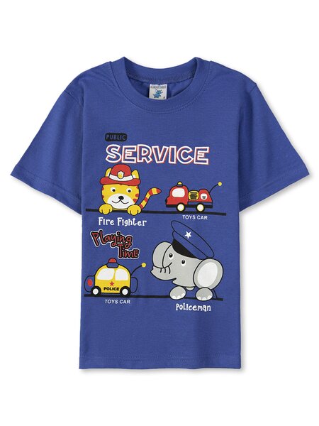 Футболка Мальчикам Весёлый супер-слонёнок Ультрамарин Зверята (фото 1)