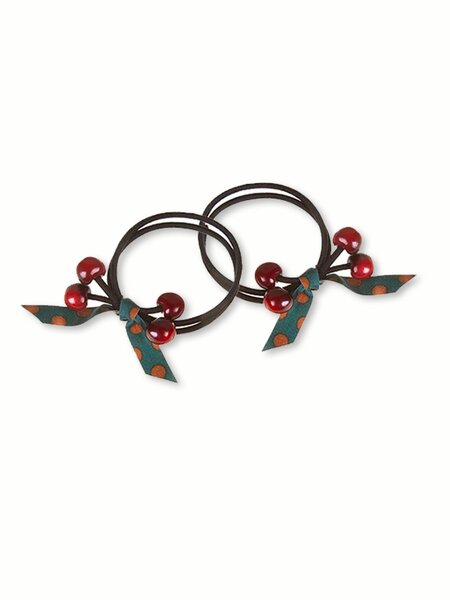 Резинка для волос, 2 шт Девочкам Baby`s joy Чёрный Вишня (фото 1)