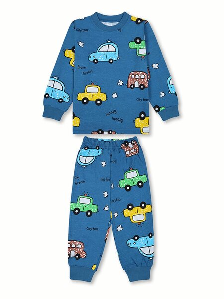 Пижама Мальчикам Bonito Серо-синий Машинки (фото 1)
