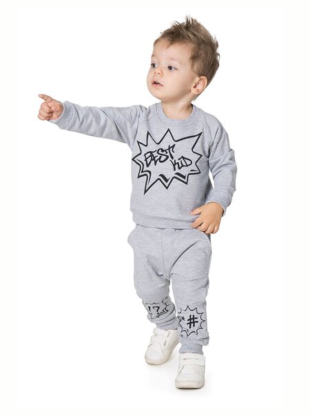 Костюм Мальчикам Россия Серый меланж Надпись (фото 1)