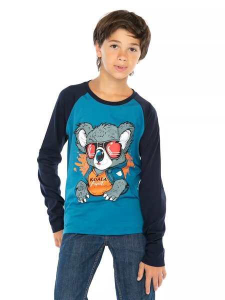 Лонгслив Мальчикам Baby style Серо-синий; Чернильный Коала (фото 1)