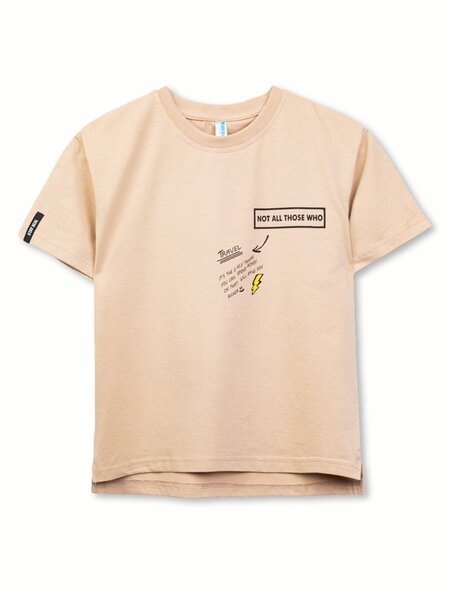 Футболка Мальчикам Takro Бежевый Надписи (фото 1)