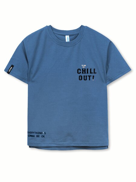 Футболка Мальчикам Takro Серо-синий Надписи (фото 1)