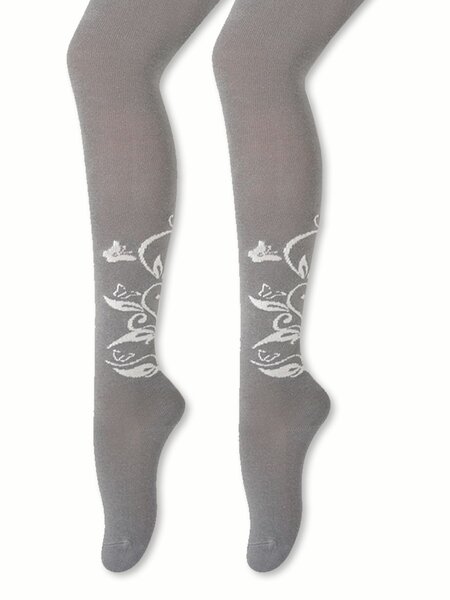 Колготки Девочкам Para socks Серый Цветы (фото 1)