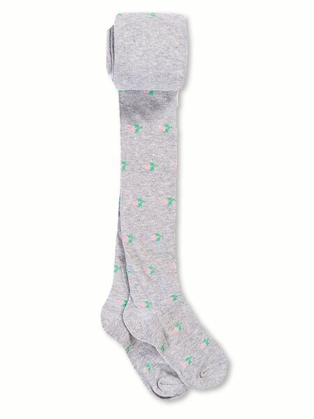 Колготки Девочкам Para socks Серый меланж Цветы (фото 1)