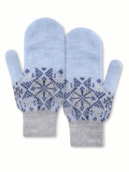 Варежки Девочкам Россия Голубой Узоры (фото 1)