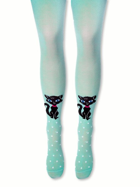 Колготки Девочкам Para socks Мятный Кошка (фото 1)
