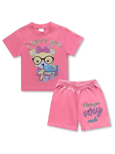 Костюм Девочкам Узбекистан Розовый Мишка (фото 1)