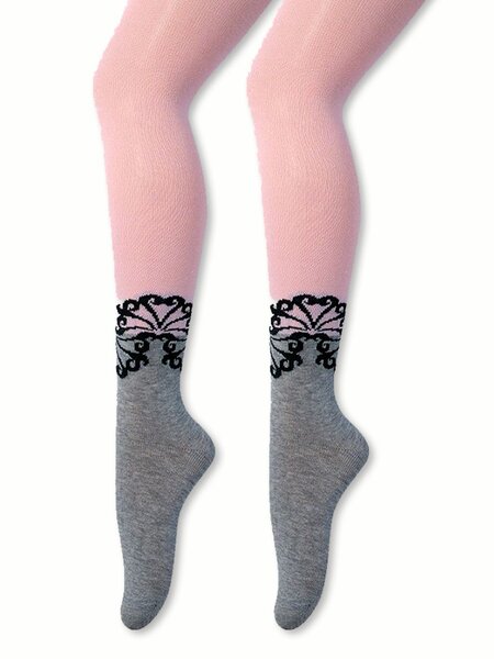 Колготки Девочкам Para socks Розовый; Серый Узоры (фото 1)