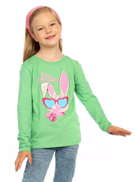 Лонгслив Девочкам Baby style Салатовый Зайка (фото 1)