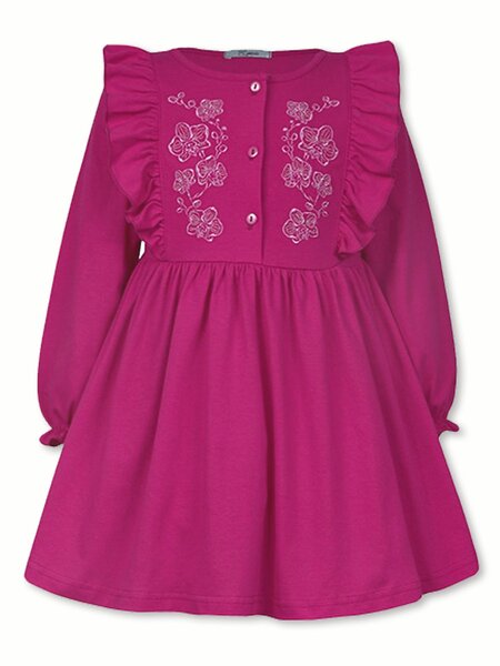Платье Девочкам Лунёва Малиновый Цветы (фото 1)