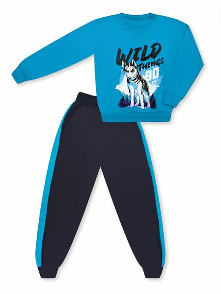 Костюм Мальчикам Россия Бирюзовый; Чернильный Собачка (фото 1)