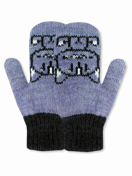 Варежки Девочкам Россия Серый тёмный; Серый меланж Котик (фото 1)