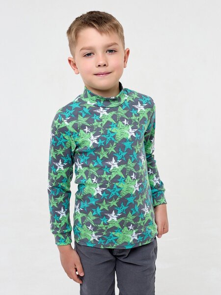Водолазка Мальчикам Россия Серый тёмный; Зелёный Звёзды (фото 1)