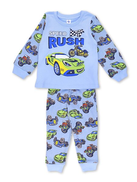 Пижама Мальчикам Elephant kids Голубой Машина (фото 1)