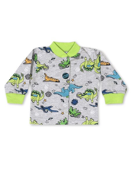 Кофточка Новорождённым Россия Серый меланж Динозаврики (фото 1)