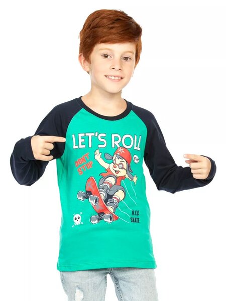 Лонгслив Мальчикам Baby style Чернильный; Зелёный Зверёк (фото 1)