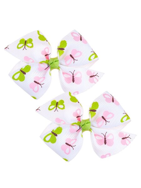 Бантик на резинке, 2 шт Девочкам Baby`s joy Белый; Салатовый Бабочки (фото 1)