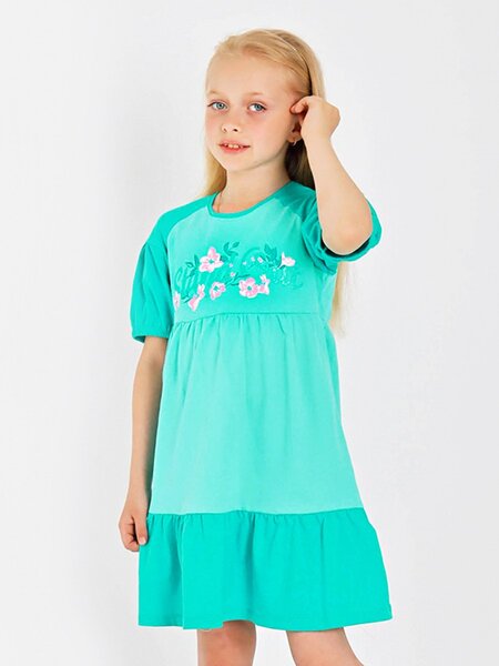 Платье Девочкам Ивашка Мятный Цветы (фото 1)