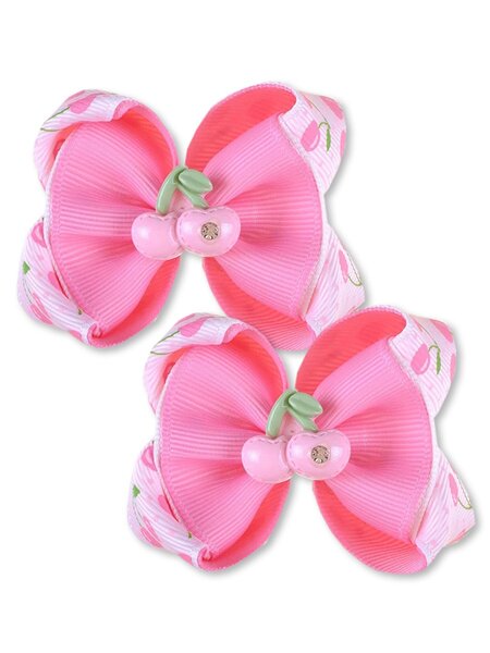 Бантик на резинке, 2 шт Девочкам Baby`s joy Розовый Вишня (фото 1)