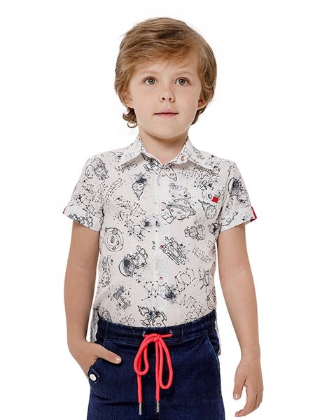 Рубашка Мальчикам Россия Белый Космос (фото 1)