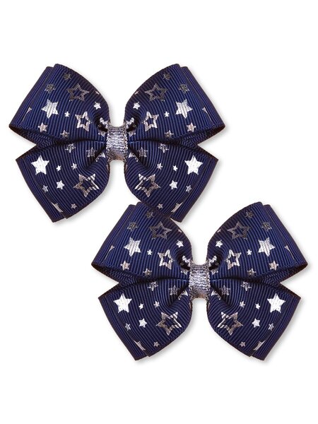 Бантик на резинке, 2 шт Девочкам Baby`s joy Чернильный Звёзды (фото 1)