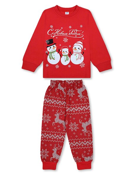 Пижама Мальчикам Bonito Красный Снеговики (фото 1)