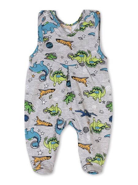 Ползунки высокие Новорождённым Россия Серый меланж Динозаврики (фото 1)