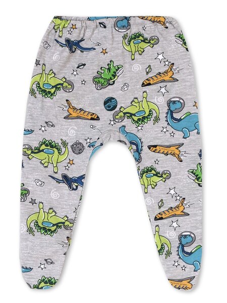 Ползунки Новорождённым Россия Серый меланж Динозаврики (фото 1)
