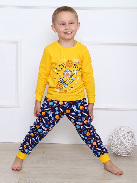 Пижама Мальчикам Россия Жёлтый; Чернильный Космос (фото 1)
