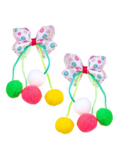 Бантик на резинке, 2 шт. Девочкам Baby`s joy Белый Цветы (фото 1)