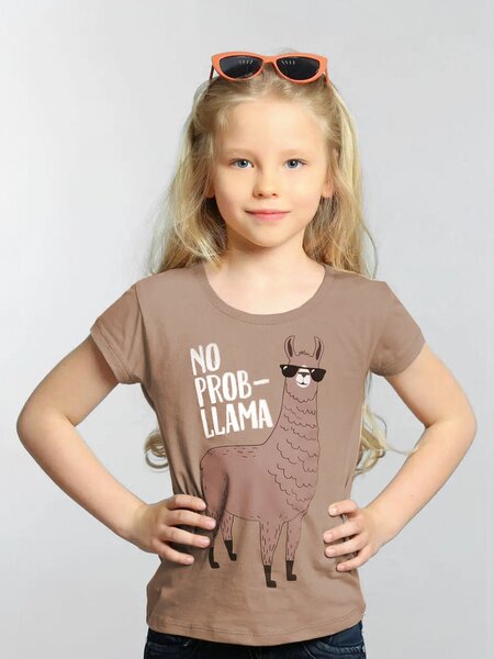 Футболка Девочкам Baby style Коричневый Лама (фото 1)