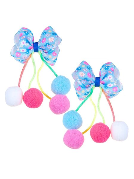 Бантик на резинке, 2 шт Девочкам Baby`s joy Голубой Цветы (фото 1)