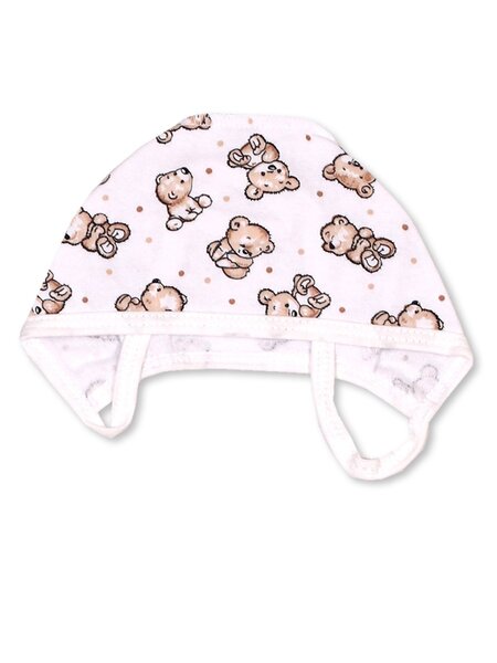Чепчик Новорождённым Россия Белый; Бежевый Мишки (фото 1)