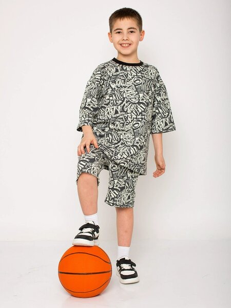 Костюм Мальчикам Ивашка Бежевый светлый; Графит Надписи (фото 1)