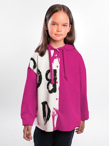 Толстовка Девочкам Юлала Малиновый; Молочный Буквы (фото 1)