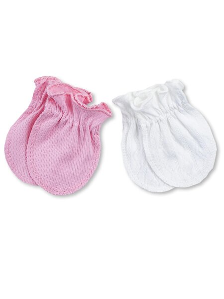 Комплект рукавичек Новорождённым Юлала Молочный; Розовый Без рисунка (фото 1)